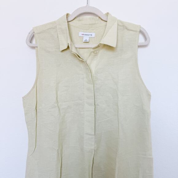 Liz Claiborne Linen Blend Dress Butter Yellow Size M Lagom Summer Coastal - Picture 2 of 8